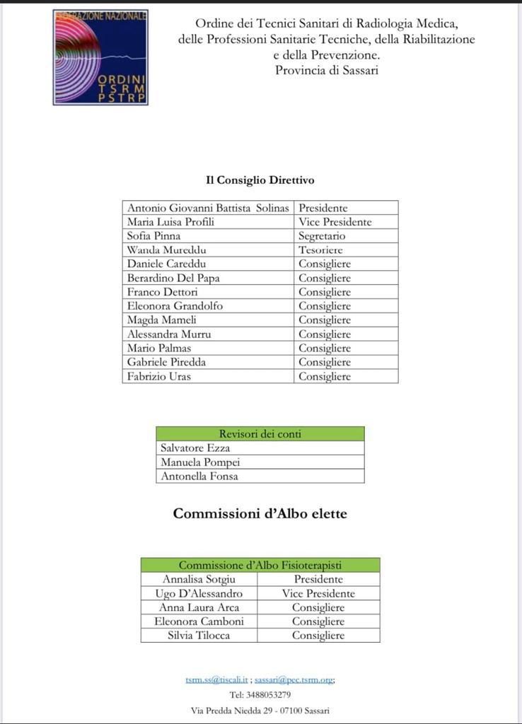 Immagine con la lista della commissione d'albo